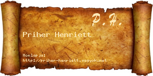 Priher Henriett névjegykártya